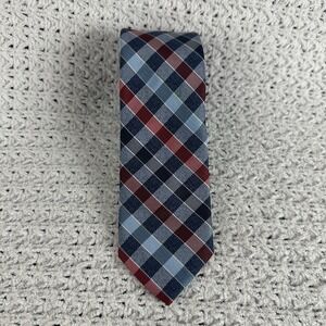 Perry Ellis Portfolio Tie Blue Red Check Plaid Mens Necktie Classic 57" L - 3" W